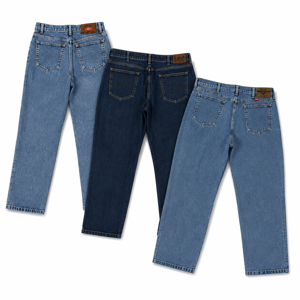 20x Lee & Wrangler Jeans Bundle — Grade A/B